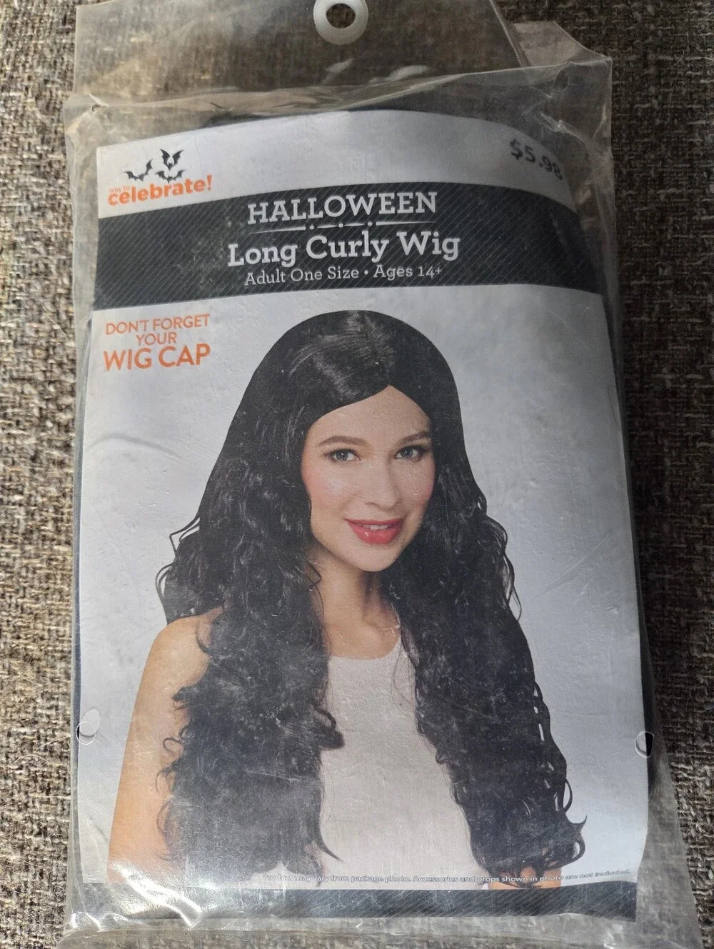 Halloween Long Black Curly Costume Wig by Way To Celebrate